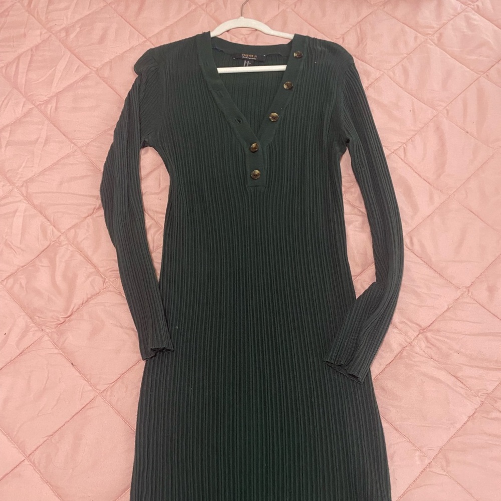 Midi Sweater Dress in Forest Green